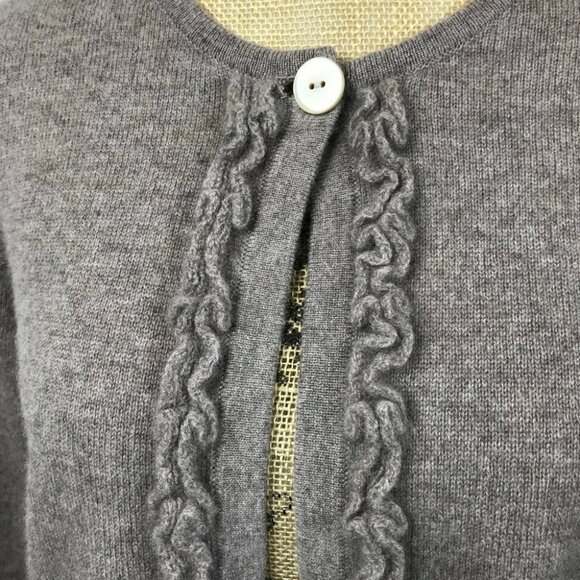 Charter Club 2-Ply Cashmere Cardigan Sweater Small Brown Taupe Front Braided - Picture 5 of 7